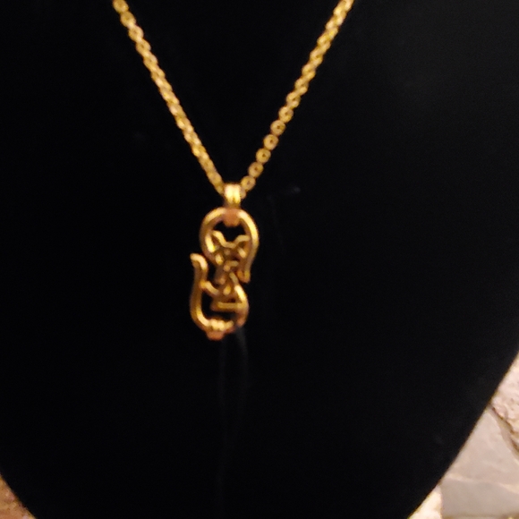 Vintage YSL Yves Saint Lauren Gold Plated Logo Pendant & Necklace - Picture 4 of 6